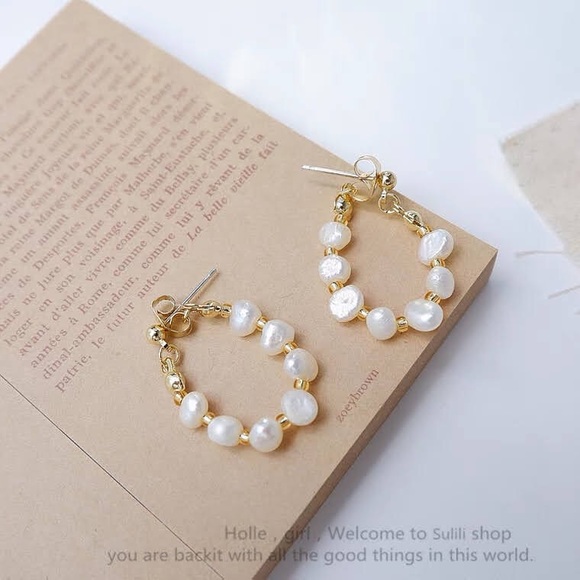 Freshwater Pearl hoop earrings - Picture 3 of 3